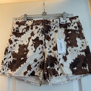 Judy Blue Cow Print Jean Shorts